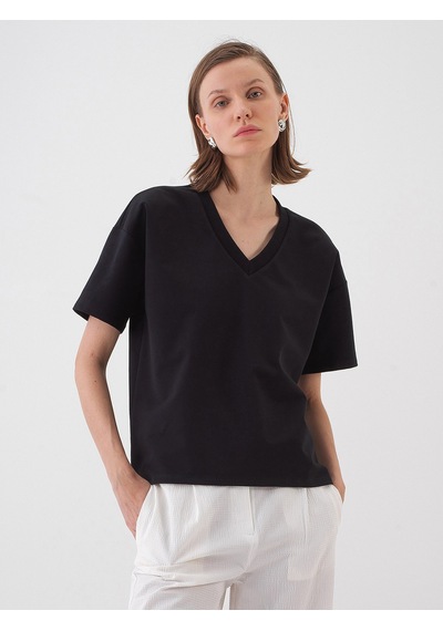 Xint Siyah Pamuk Dokulu Oversize Tişört 602455