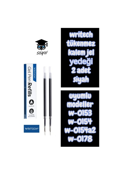 Writech Tükenmez Kalem Jel Yedeği 2 Adet Siyah Uyumlu Modeller W-0153 W-0154 W-0154a2 W-0178 Diğer