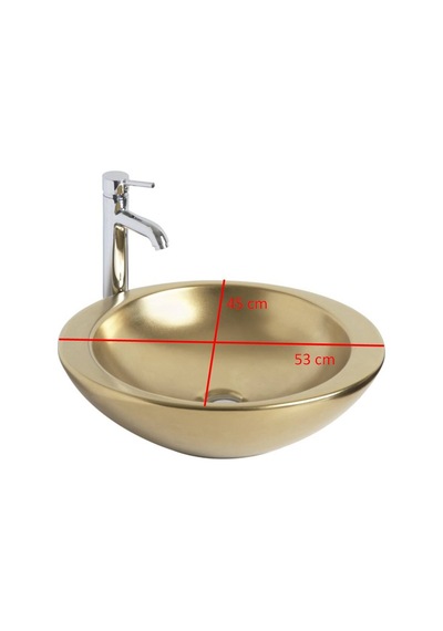 Smanni - Adara Tezgah Üstü Lavabo Mat Altın - Lv1020-207- Altın