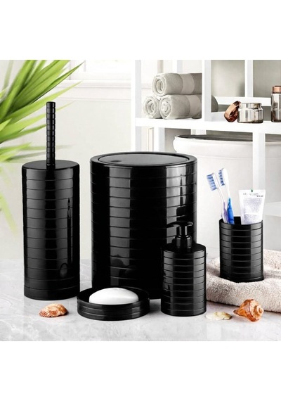 5 Li Lüx Banyo Seti Kullanışlı Sağlam Şık Banyo Seti Syh-ma014 siyah