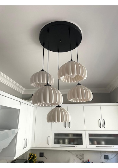 Solis Modern 5 Li Sarkıt Avize Salon Ve Mutfak Aydınlatması Şık Bohem Tarz Nestvibe Siyah