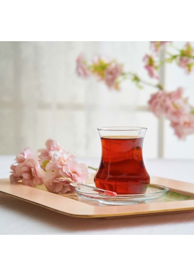 LAV Eda Cam Çay Seti 6 Kişilik 170 ml (6 Çay Bardağı, 6 Çay Tabağı)