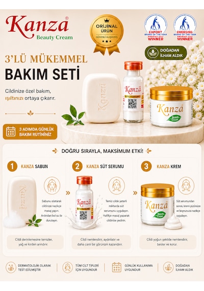 Arenist Kanza 3 Lü Bakım Seti Sabun Süt Serumu Ve Nemlendirici Krem