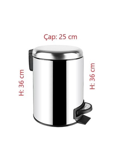 Paslanmaz Elit Pedallı Çöp Kovası Krom 12 Lt 000302 Diğer