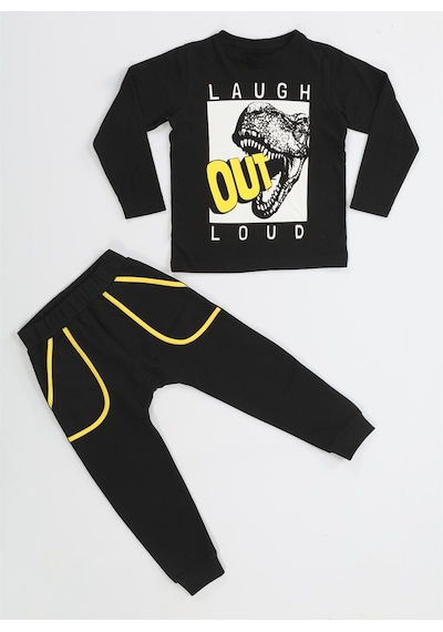 Out Dino Siyah Baggy Pantolon + T-shirt Takım-siyah Siyah