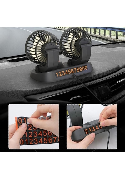Araç Araba Otomobil Mini 2 Li Vantilatör Fan Pervane Soğutucu 12v Fan10