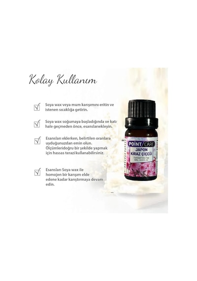 Point Care Japon Kiraz Çiçeği Kokulu Mum Esansı 10ml ,soya Wax