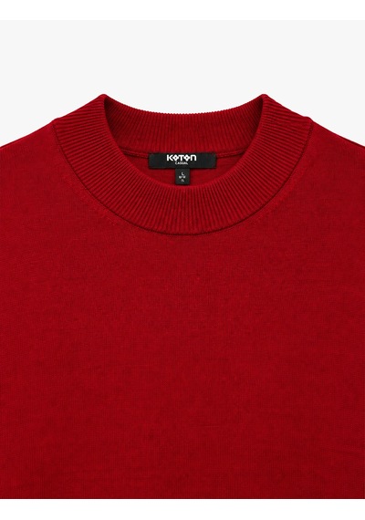 Koton Uzun Kollu Regular Fit Yarım Balıkçı Yaka Basic Triko Kazak Bordo 7wam70042ht