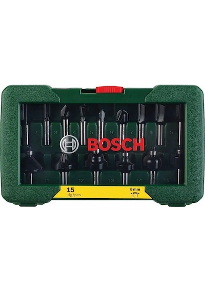 Bosch Freze Uç Seti 8 MM Şaft 15 Parça