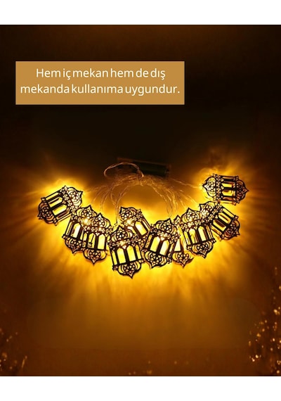 Mey İthalat Altın Fener Detaylı Pilli Ramazan Led Işık Ev Dekorasyonu Diğer