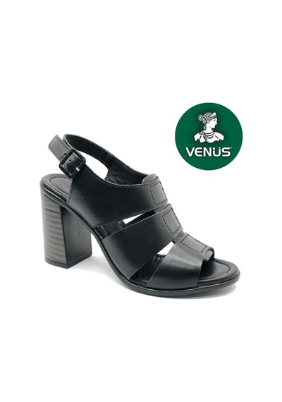 Venüs Merga Hakiki Deri Comfort Ortopedik Kadın Sandalet Siyah