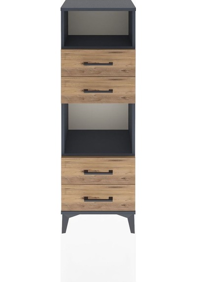 Arges Dolap 2 Raflı 4 Çekmeceli 44x30x134 Antrasit-çam Antrasit