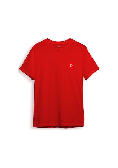 Türkiye Ön Arka Baskılı Regular Fit %100 Pamuk Kırmızı T-shirt Kırmızı