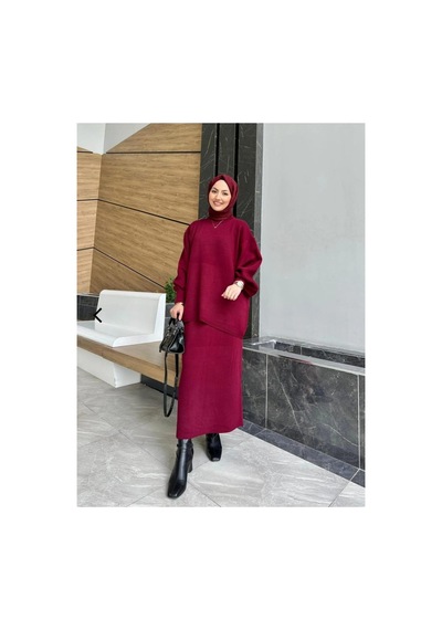 Bomii Triko 2 Li Takım Kazak Etek Bordo - 938331387 Bordo