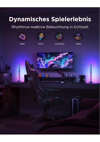 Govee Light Bars Pro For Gaming, Pc, Monitör, 60'tan Fazla Sahne Modu İçin Üç Taraflı Rgbıc Aydınlatma Ve Wifi Özelliğine Sahip Geliştirilmiş 16 İnç Akıllı Led Işık Çubukları, Alexa Ve Google Home İle Çalışır Siyah