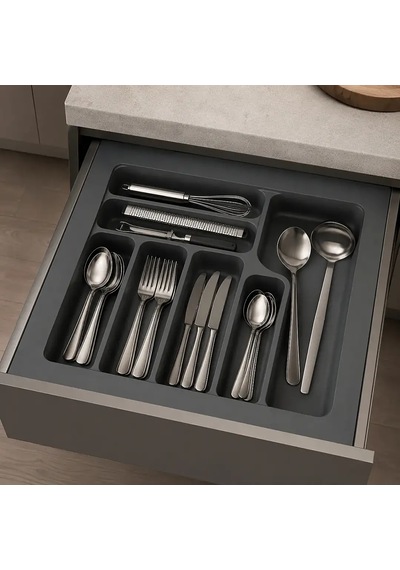 Starax 55 Cm Gri Plastik Kaşıklık 7 Gözlü 49x49 Cm S-2286-gp Çok Renkli