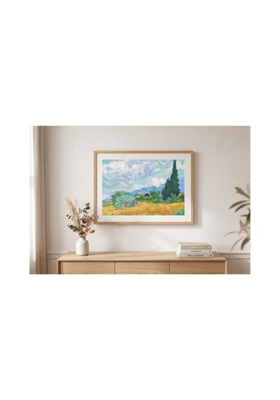 Van Gogh Selvili Buğday Tarlası Çerçevesiz Poster 30x42 Cm A3 Tablo Duvar Dekoru Mat Fotoğraf Kağıdı