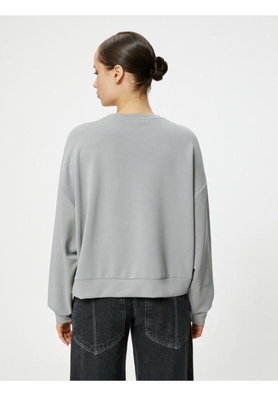 Koton Basic Sweatshirt Bisiklet Yaka Modal Karışımlı Gri 4sak10249ek Gri