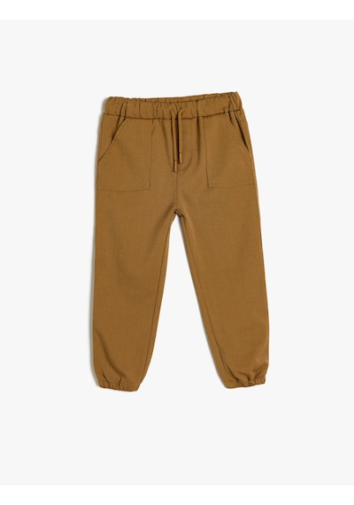 Koton Jogger Pantolon Beli Bağlamalı Cepli Deve Tüyü 5wmb40015tw Taba