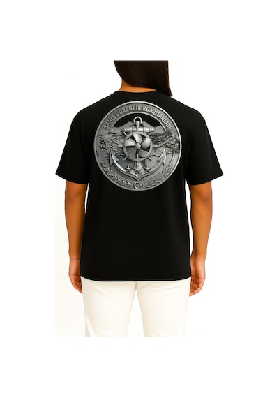 Bahriyeli Collection Oversize Sg Cep Ve Sırt Baskılı Unisex T-shirt Siyah