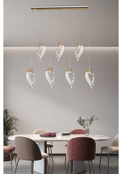 Ardea 7'li Gold Sıralı Sarkıt Salon Led Avize