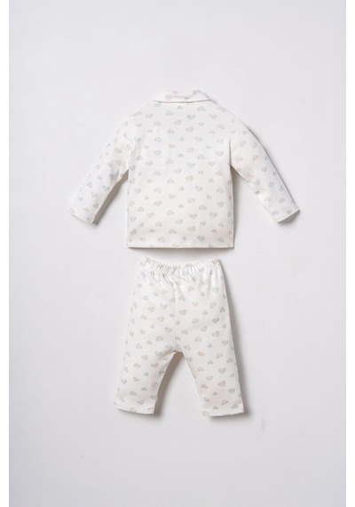 U.S. Polo Assn. Nakışlı Kız Bebek Cute Hearts Beyaz Gömlek Pijama Takımı Usb3203-c-v1 Usb3203-c-v1