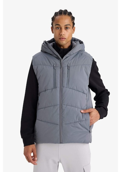 Defacto Defactofit Su İtici Regular Fit Kapüşonlu Fermuarlı Su Geçirmez Mont C6053ax25wngr311 Gri