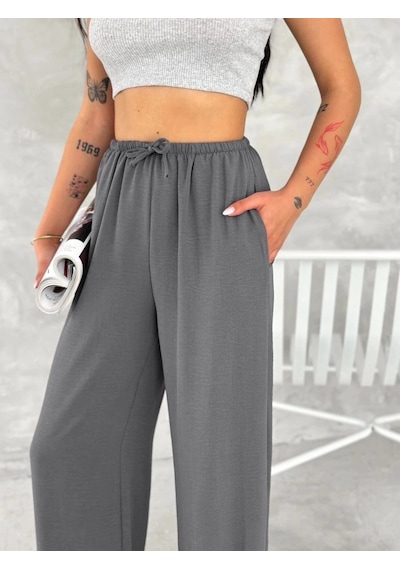 Freedom Storee Kadın Ayrobin Oversize Kadın Pantolon - Füme Çok Renkli