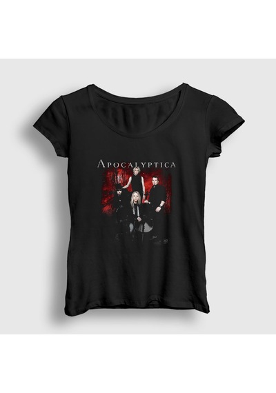 Presmono Kadın Band Apocalyptica T-shirt Siyah