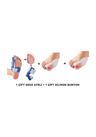 Başarı Ortopedi Halluks Valgus Gece Ateli Mavi Silikon Bunyon Seti 2 Adet
