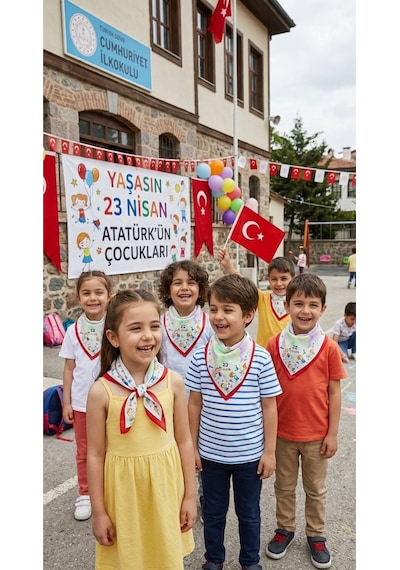 23 Nisan Çocuk Bayramı Temalı Bandana/fular Kırmızı