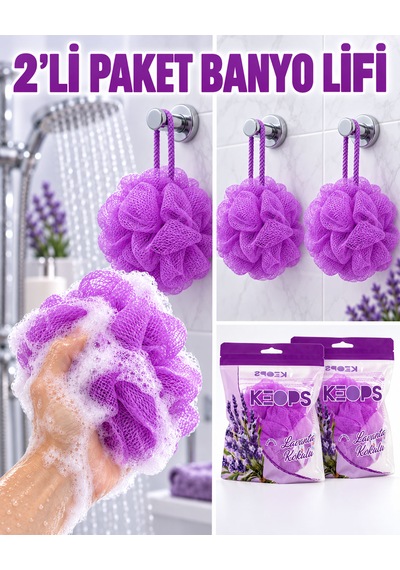2 Li Paket, Sabunlu Banyo Lifi, Duş Ve Vücut Temizleme Lifi