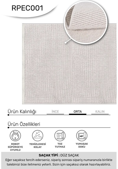 Ekol-beyaz - Özel Ölçü-oturma Odası,mutfak, Koridor-kaydırmaz Taban-robot Süpürgeye Uyumlu-kolay Temizlenebilir