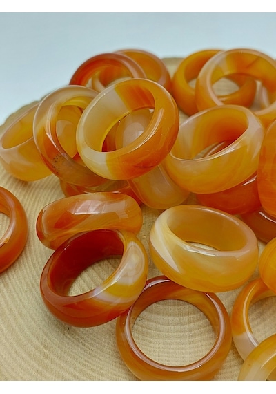 Akik Taşı Kalın Boy Yüzük Bal Kahve Alacalı 11 4mm Kalınlık 59962 Bakır