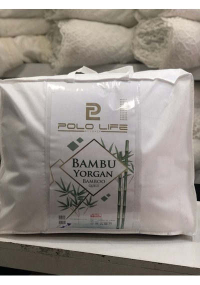 Polo Life Bambu Yorgan Renkli Biyeli Çift Kişilik Beyaz