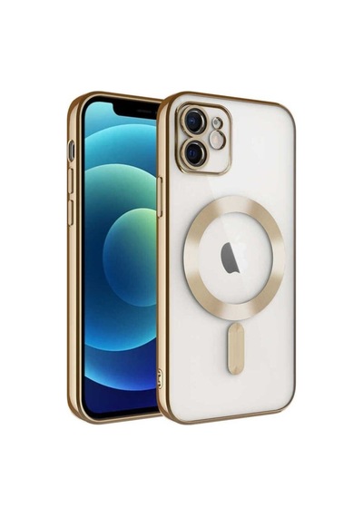 Apple Uyumlu iPhone 11 Kılıf Kamera Korumalı M-safe Wireless Şarj Özellikli Zore Demre Kapak Gold