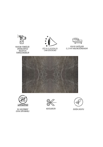 Tink Kendinden Yapışkanlı Siyah Bulut Desenli Pvc Panel 41x62 Cm