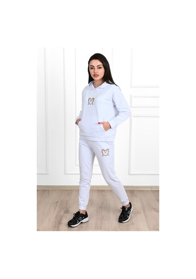 Koza Butik Kadın Baskılı Cepli Uzun Kollu Eşofman Takımı 3679-23 001