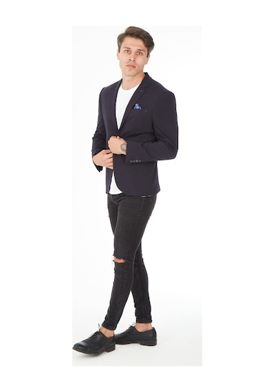 Sposo 5116 Dar Kalıp Örme Kumaş Lacivert Erkek Blazer Ceket Lacivert