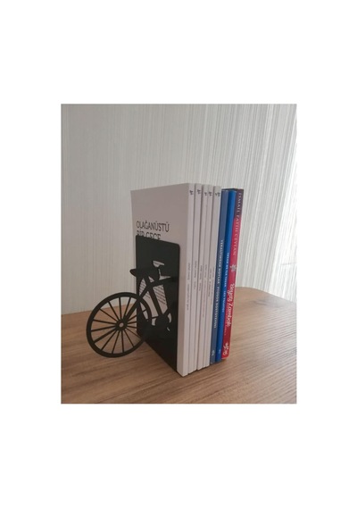 Dekoratif Bisiklet Desenli Metal Kitap Tutucu 2 Li Paket Mk13s