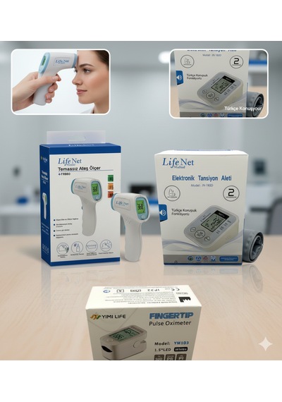 Tansiyon Aleti, Ateş Ölçer, Oximetre 3'lü Set