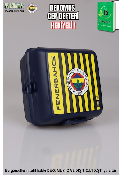 "dekomus Cep Defteri Hediyeli" Lisanslı Fenerbahçe 2 Katlı Beslenme Kutusu / Lunch Box Altın