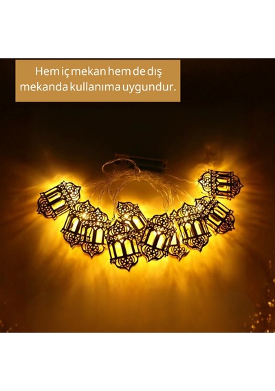 Altın Fener Figürlü Pilli Led Ramazan Dekor Işığı