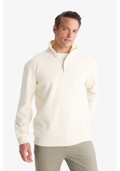 DeFacto Comfort Fit Dik Yaka Dokulu Yarım Fermuarlı Waffle Sweatshirt D7543AX25SPER138