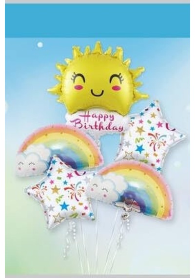 Parti Sürprizi Happy Birthday Güneş Gökkuşağı Folyo Balon Set Genel