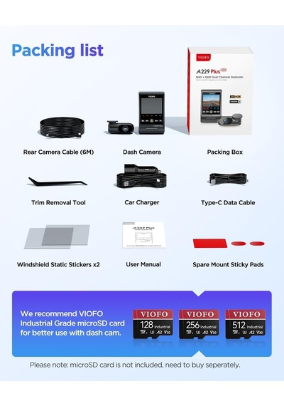 Viofo A229 Plus 2 Kameralı Ön+arka 2k+2k Hdr Sony Starvis 2 Sensö