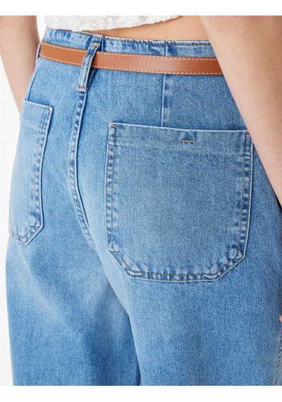 Koton Yüksek Bel Pamuklu Kemerli Kısa Geniş Paça Denim Pantolon - Wide Leg Jean Orta İndigo 6sal40096md İndigo Koton Yüksek Bel Pamuklu Kemerli Kısa Geniş Paça Denim Pantolon - Wide Leg Jean Orta İndigo 6sal40096md İndigo