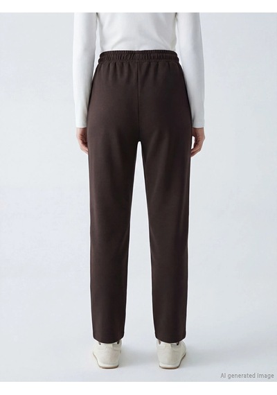 Lc Waikiki Lcw Modest Kahverengi Beli Lastikli Kadın Eşofman Altı Dark Brown
