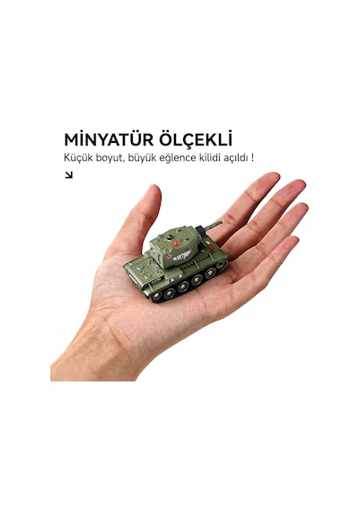Toysturka Şarjlı Uzaktan Kumandalı Mini Tank 2.4 Ghz - Kızılötesi Savaş Modu & Sesli Type-c Şarjlı 7 Cm Oyuncak Tank Çok Renkli
