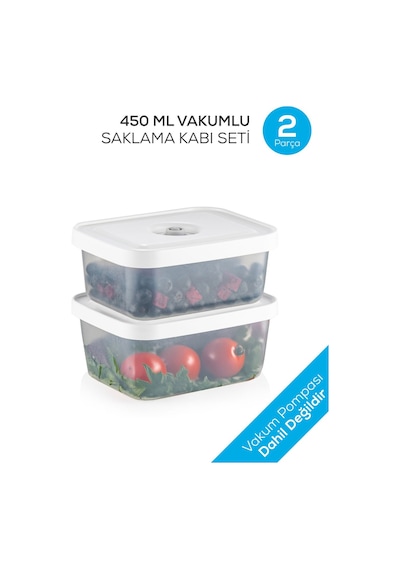 Vienev Vacuumfresh 2li 450 ML VakuMLu Gıda Saklama Kabı Seti Beyaz
